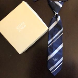 Navy, baby blue and white Armani Junior Tie 2T-4T